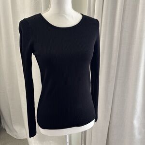 Classic Black Ribbed Women's Top